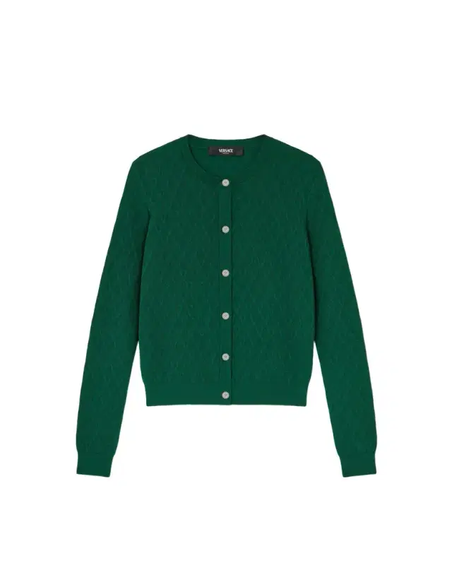 Versace Jacquard Viscose Knit Fitted Cardigan