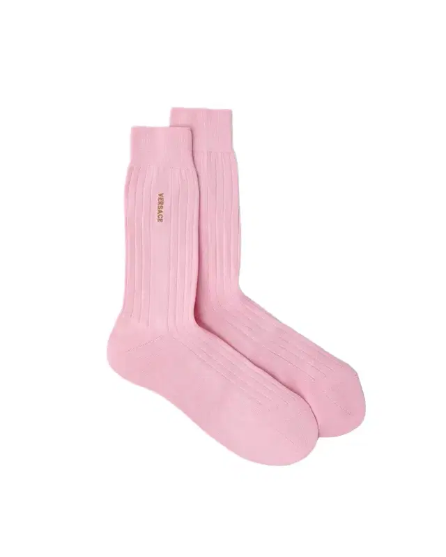Versace Embroidered Cotton Ribbed Socks