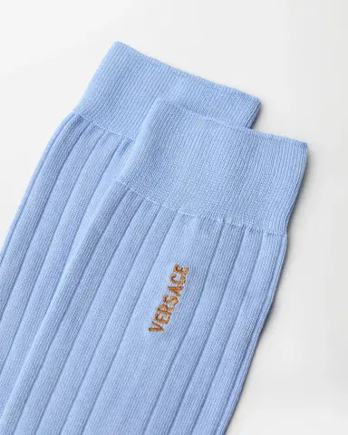 Versace Embroidered Cotton Ribbed Socks | Thumbnail 2 Versace Embroidered Cotton Ribbed Socks | Thumbnail 2