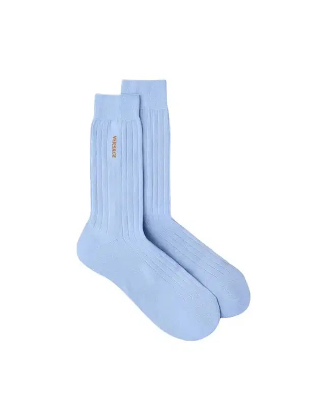 Versace Embroidered Cotton Ribbed Socks