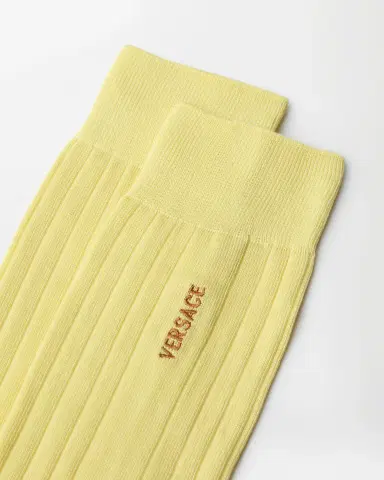 Versace Embroidered Cotton Ribbed Socks | Thumbnail 2 Versace Embroidered Cotton Ribbed Socks | Thumbnail 2