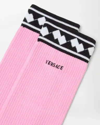 Versace Embroidered Cotton Ribbed Socks | Thumbnail 2 Versace Embroidered Cotton Ribbed Socks | Thumbnail 2
