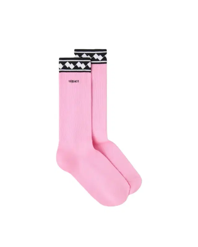 Versace Embroidered Cotton Ribbed Socks