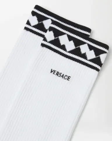 Versace Embroidered Cotton Ribbed Socks | Thumbnail 2 Versace Embroidered Cotton Ribbed Socks | Thumbnail 2