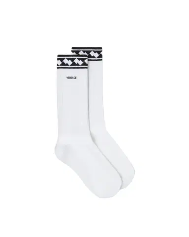 Versace Embroidered Cotton Ribbed Socks | Thumbnail 1 Versace Embroidered Cotton Ribbed Socks | Thumbnail 1