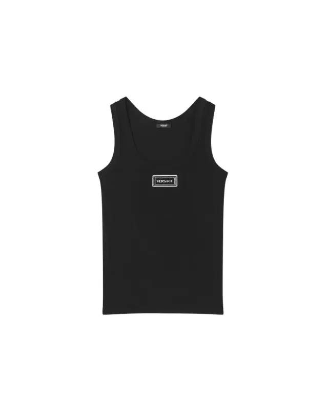 Versace Ribbed Stretch Cotton Tank Top
