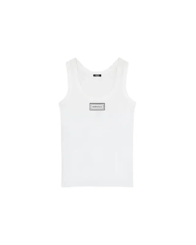 Versace Ribbed Stretch Cotton Tank Top