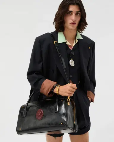 Versace Roomy Large Leather Duffel Bag | Thumbnail 2 Versace Roomy Large Leather Duffel Bag | Thumbnail 2
