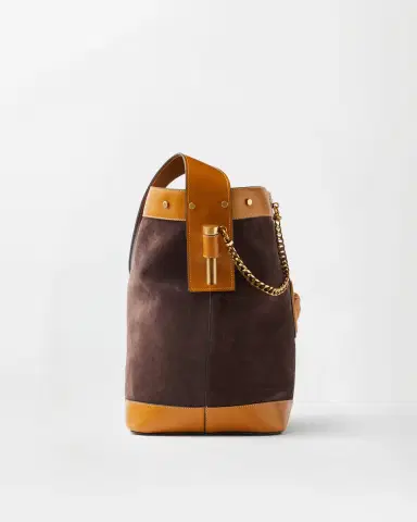 Versace Pivot Large Suede Bucket Bag | Thumbnail 2 Versace Pivot Large Suede Bucket Bag | Thumbnail 2