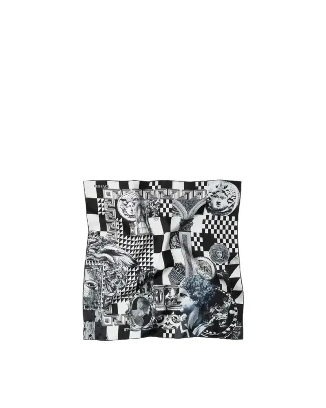 Versace Printed Silk Twill Scarf 55 cm