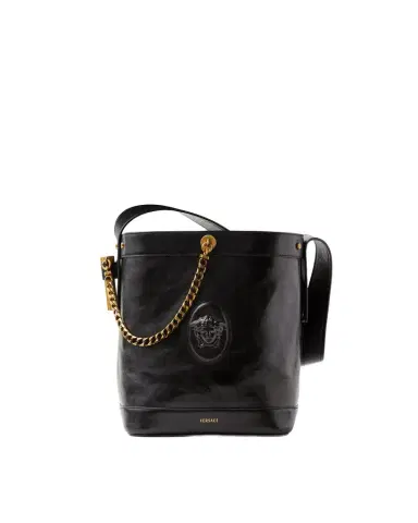 Versace Pivot Small Leather Bucket Bag | Thumbnail 1 Versace Pivot Small Leather Bucket Bag | Thumbnail 1