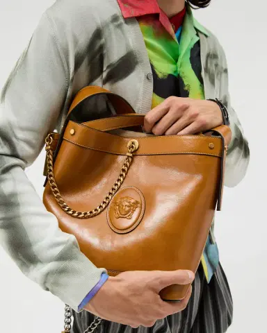 Versace Pivot Small Leather Bucket Bag | Thumbnail 2 Versace Pivot Small Leather Bucket Bag | Thumbnail 2