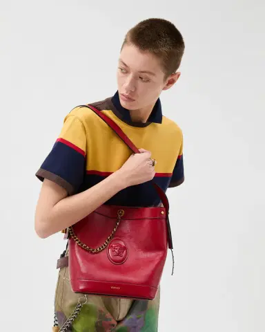 Versace Pivot Small Leather Bucket Bag | Thumbnail 2 Versace Pivot Small Leather Bucket Bag | Thumbnail 2