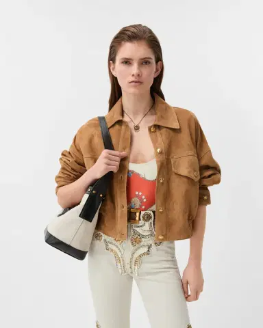 Versace Pivot Small Canvas Bucket Bag | Thumbnail 2 Versace Pivot Small Canvas Bucket Bag | Thumbnail 2