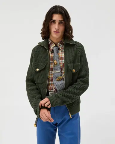 Versace Wool Knit Zip Sweater | Thumbnail 2 Versace Wool Knit Zip Sweater | Thumbnail 2