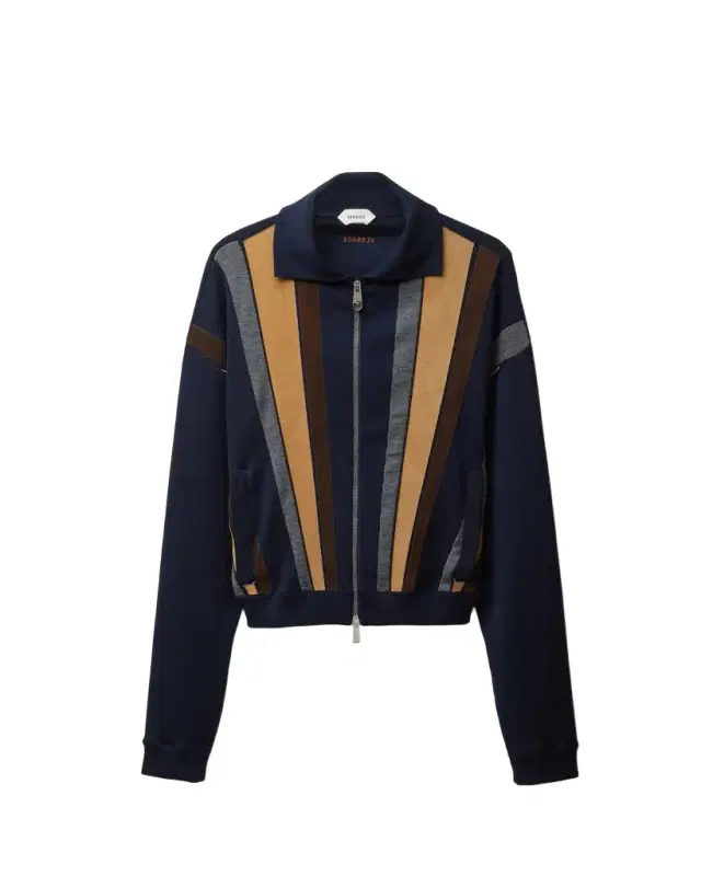 Versace Intarsia-Wool & Leather Patchwork Zip Sweater