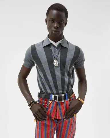 Versace Embroidered Intarsia Wool Knit Polo | Thumbnail 2 Versace Embroidered Intarsia Wool Knit Polo | Thumbnail 2