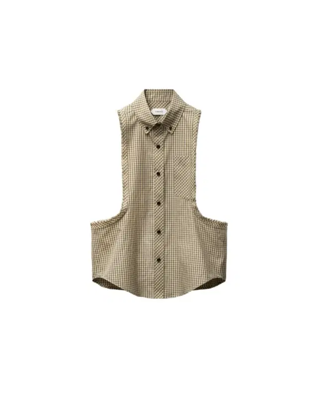 Versace Micro-Check Cotton-Poplin Sleeveless Shirt
