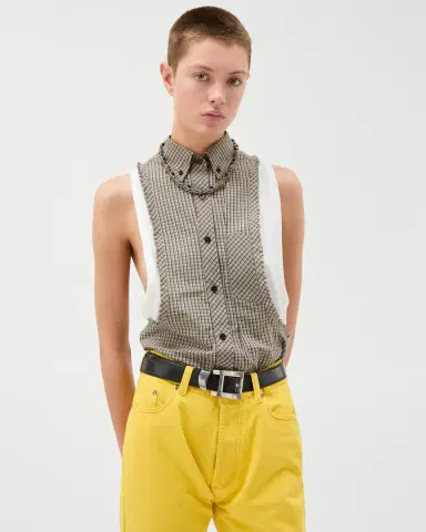 Versace Micro-Check Cotton-Poplin Sleeveless Shirt | Thumbnail 2