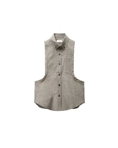 Versace Micro-Check Cotton-Poplin Sleeveless Shirt | Thumbnail 1