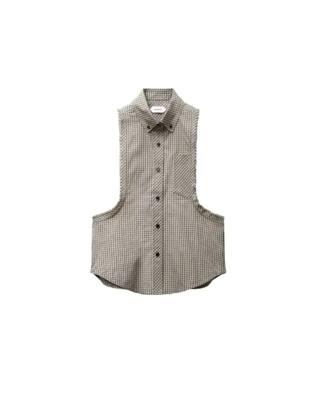 Versace Micro-Check Cotton-Poplin Sleeveless Shirt