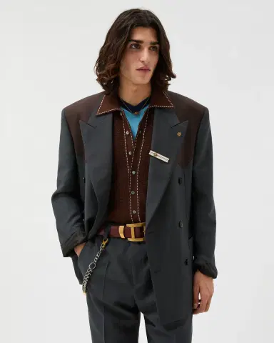 Versace Wool-Mohair Boxy Blazer | Thumbnail 2