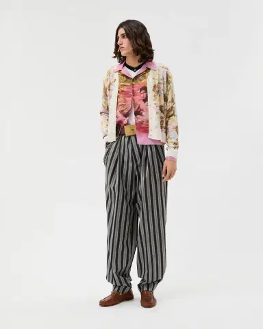 Versace Pinstripe Wool Oversized Pants | Thumbnail 2 Versace Pinstripe Wool Oversized Pants | Thumbnail 2