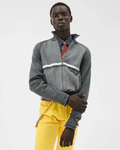 Versace Embroidered Jacquard Cotton Knit Zip Sweater | Thumbnail 2