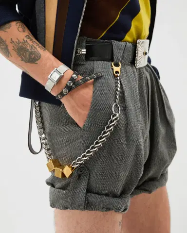 Versace Herringbone Wool Crêpe Formal Shorts | Thumbnail 2