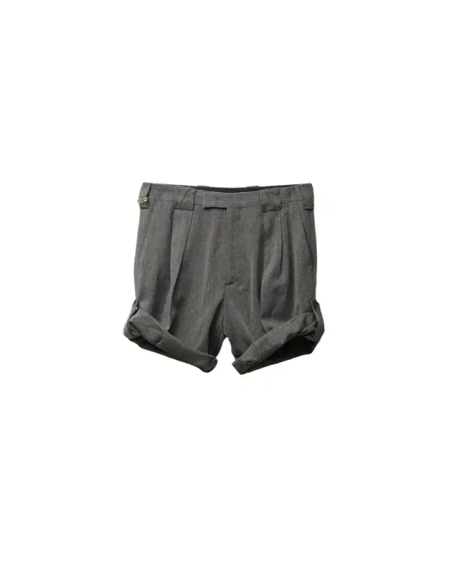 Versace Herringbone Wool Crêpe Formal Shorts