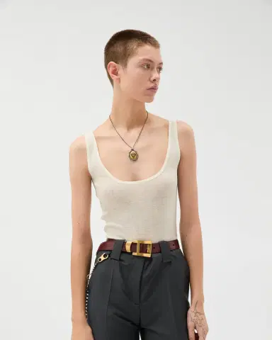 Versace Embroidered Ribbed Wool Tank Top | Thumbnail 2 Versace Embroidered Ribbed Wool Tank Top | Thumbnail 2