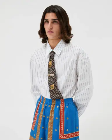 Versace Striped Cotton-Poplin Loose Shirt | Thumbnail 2 Versace Striped Cotton-Poplin Loose Shirt | Thumbnail 2