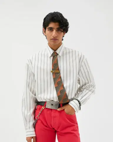 Versace Striped Cotton-Poplin Loose Shirt | Thumbnail 2 Versace Striped Cotton-Poplin Loose Shirt | Thumbnail 2