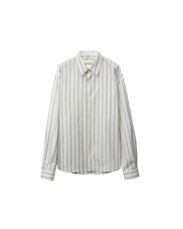 Versace Striped Cotton-Poplin Loose Shirt