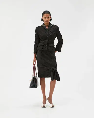 Versace Draped Envers-Satin Midi Skirt | Thumbnail 2 Versace Draped Envers-Satin Midi Skirt | Thumbnail 2
