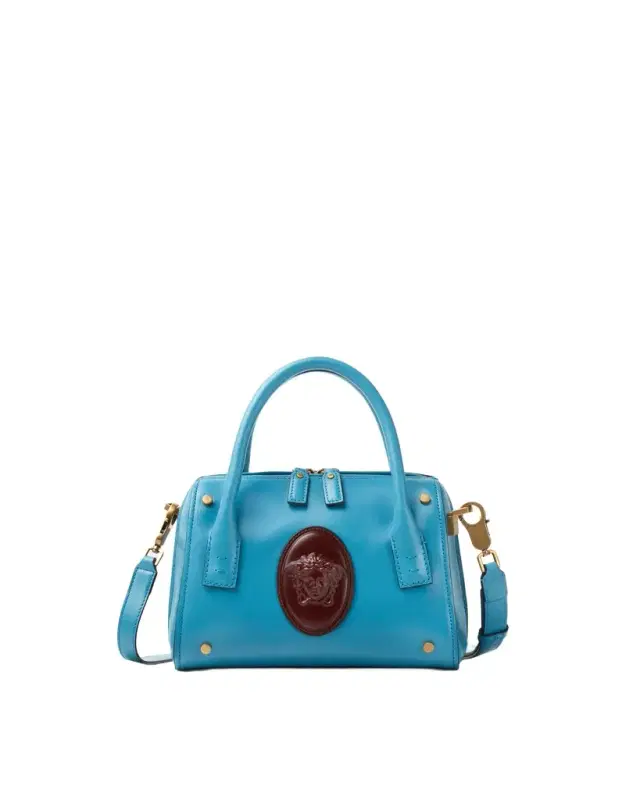 Versace Roomy Small Leather Boston Bag