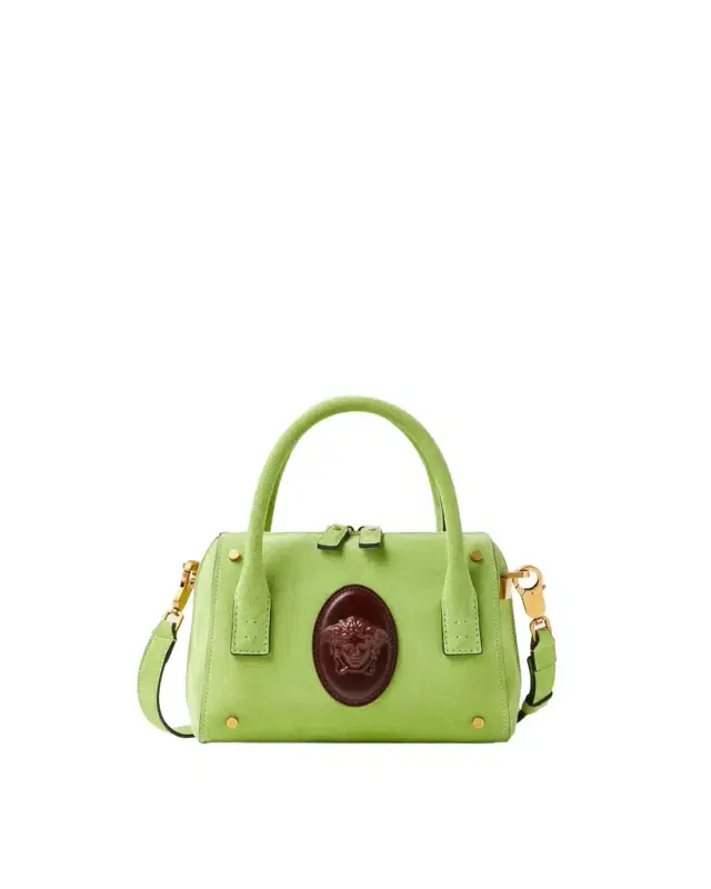 Versace Roomy Small Suede Boston Bag