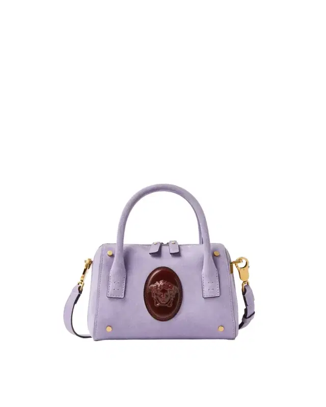 Versace Roomy Small Suede Boston Bag