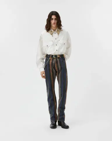 Versace Striped Straight Jeans | Thumbnail 2 Versace Striped Straight Jeans | Thumbnail 2
