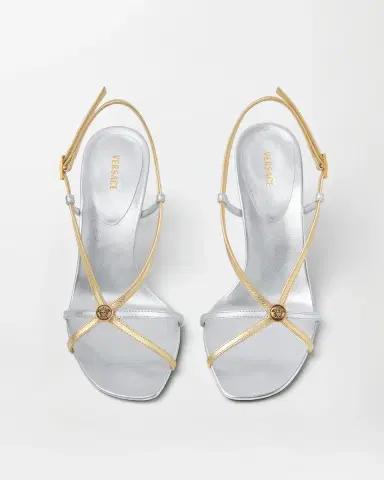 Versace Valentina Metallic Sandals 80 mm | Thumbnail 2 Versace Valentina Metallic Sandals 80 mm | Thumbnail 2