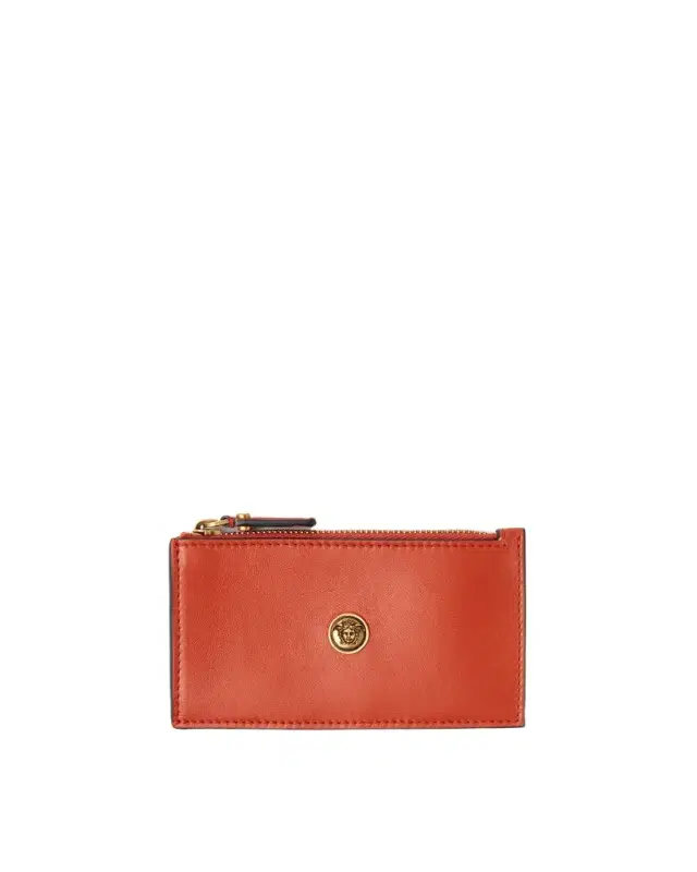 Versace Emblème Leather Zip Card Holder