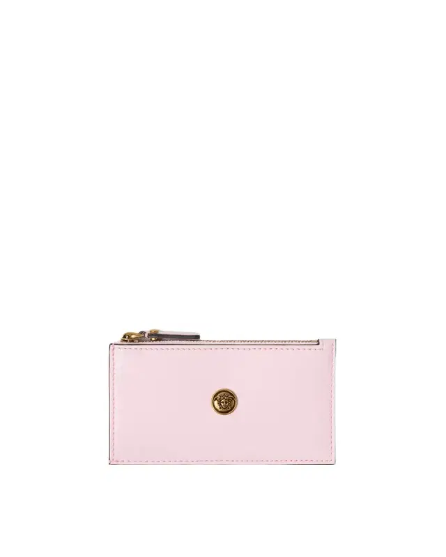 Versace Emblème Leather Zip Card Holder