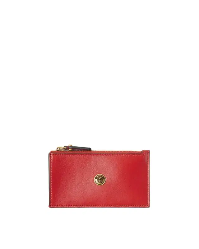 Versace Emblème Leather Zip Card Holder