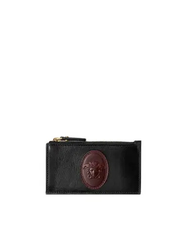 Versace Roomy Leather Zip Card Holder | Thumbnail 1