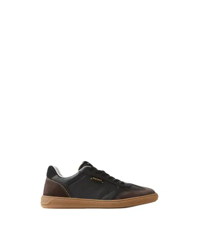 Versace Greca Court Nappa & Suede Sneakers