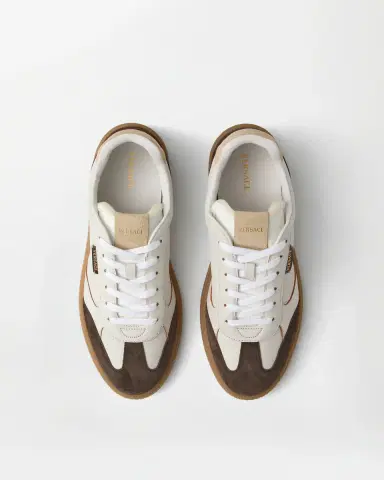 Versace Greca Court Nappa & Suede Sneakers | Thumbnail 2 Versace Greca Court Nappa & Suede Sneakers | Thumbnail 2