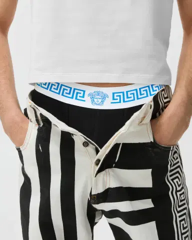 Versace Ribbed Cotton-Jersey Trunks | Thumbnail 2
