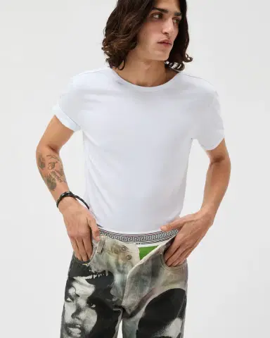 Versace Embroidered Cotton-Jersey T-Shirt | Thumbnail 2 Versace Embroidered Cotton-Jersey T-Shirt | Thumbnail 2