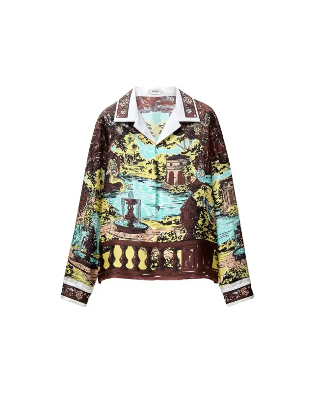 Versace Printed Silk Twill Slim Shirt