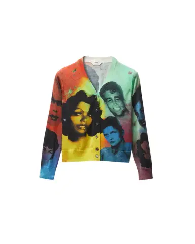 Versace Printed Silk Knit Cardigan | Thumbnail 1